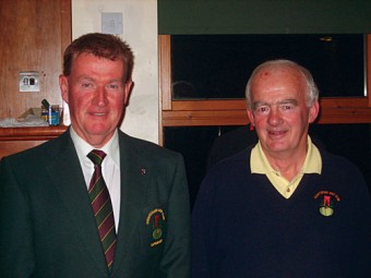 Oughterard captain Pat McEvilly with Sunday’s 15 hole winner Tom Hargrove.