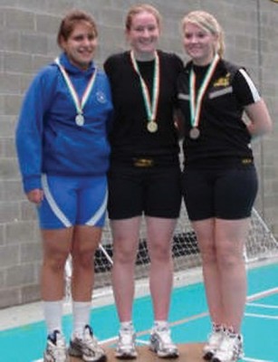 Women’s Junior-18 Medal winners at the Indoor Rowing Championships: Laura D'Urso (Derry), winner Lisa Dilleen (Tribesmen), and Lorna Smith (Tribesmen).