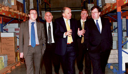 Paddy Keogh with Cllr Robert Troy, Senator Camillus Glynn, Deputy Donie Cassidy, and  Taoiseach Brian Cowen.