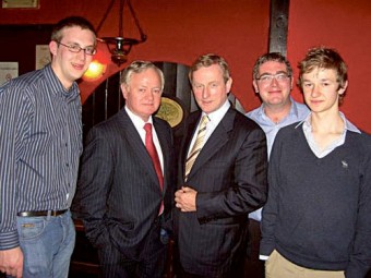 Members of Castlebar Young Fine Gael John Lohan, Conor Cresham and Jack O’Donnell pictured with Enda Kenny TD and Jim Higgins MEP on a recent trip to Brussels. The trip was organised by Mr Jim Higgins MEP. 