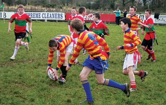 Ready for the pass: Action from the recent successful schools tag rugby blitz held in Ballina. The blitz was organised by Connacht Rugby. 