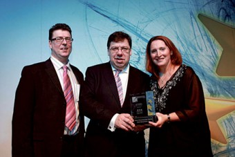 Picture of An Taoiseach, Brian Cowen, TD with Colman and Heather Gately the owners of Home Instead Senior Care in Galway.
