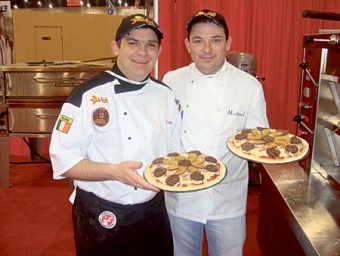 Fran Carroll and Michael Harnesse with their award-winning pizzas.