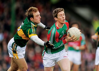 Break on through: Liam O’Malley breaks out of defence to clear against Kerry last weekend in Tralee. Photo: Sportsfile