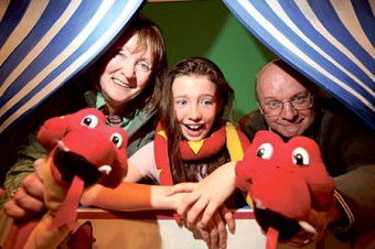 Una Leavy from Charlestown was the winner of the TNCC children&rsquo;s playwright competition. She is pictured with Ellen Doyle (11) and judge Peter Sheridan. Leavy will receive a &euro;1,000 for her winning entry.