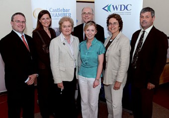 Pictured at the Castlebar Chamber of Commerce WDC seminar at GMIT were Michael Gill (Galway Mayo Institute of Technology), Lisa McAllister (WDC), Patricia O’Hara (WDC), Peter Glynn (president, Castlebar Chamber), Joanne Grehan (WDC), Dr Barbara Burns (GMIT), and Seamus Granahan (Mayo County Council).