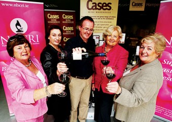 Members of the National Breast Cancer Research Institute fundraising finance and planning committee with Peter Boland of Cases Wine at the launch of Cases Wine Christmas wine fair. From left: Mairin Clancy, Ethelle Fahey, Peter Boland (Cases Wine Warehouse), Patricia Caffrey (chairperson, NBCRI finance and planning committee), and Johanna Downes. Photo: Aengus McMahon.
