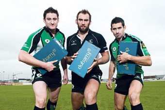 Shoes for support: Connacht’s Keith Matthews, captain John Muldoon, and Frank Murphy line out with Dubarry’s footwear.