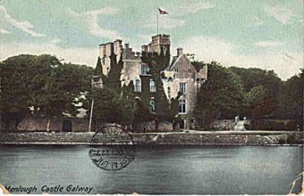 Menlo Castle as depicted in an early 20th century postcard, complete with postmark.