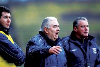 Galway manager Joe Kernan flanked by selectors Sean ODomhnaill (left) and Tom Naughton during Galway’s opening  Allianz National Football League game with Mayo. 