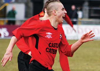 St Mary’s Tony Ward celebrates scoring the winning goal in the FAIS senior cup final. 