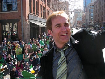 Rocky mountain high — 'Tis a long way from Crossmolina. Marc Roberts takes the applause of the crowds during the recent St Patrick's Day Parade in Denver.