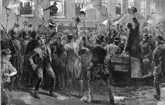 Capturing the mood: This Illustrated London News artist caught the excitement of the midnight meeting at Woodford when William O’Brien MP burnt the Government proclamation.