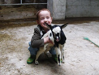 Local boy, John Brady, with one of the recent arrivals at Graune Pet Farm.