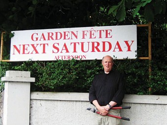 Rev Gary Hastings prepares for the annual St Nicholas’ garden fete.