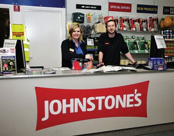 Mary-Ann Jordan, store manager, with Gary Dolan of Johnstone's decorating centre, Tuam Road. Photo: Mike Shaughnessy.
