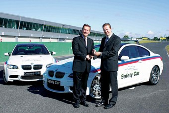 Pictured at the handover of two new BMW M3 cars at Mondello Park were (L-R) Michael Nugent, sales and marketing director of BMW Group Ireland and John Morris, managing director at Mondello Park.
