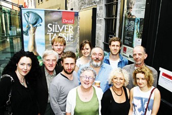 Garry Hynes (director) with cast members pictured on the first day of Druid rehearsals for The Silver Tassie by Seán O’Casey which will premiere at the Town Hall Theatre Galway (Aug 21 – Sept 7) before undertaking a tour of Ireland and the UK. 	Photo:-Mike Shaughnessy