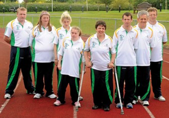 Members of Team Ireland, from left: Ken Kavanagh, Athy, Co Kildare (bowling coach); Ruth Geerah, Mullingar, Co Westmeath; Mary Strain, Letterkenny, Co Donegal; Mary Melia, Claremorris, Co Mayo; Therese Nolan, Kilkenny; Robbie McNamara, Ennis, Co Clare; James Crowe, Dublin Road, Limerick city; and Kyle Norton, Dundalk, Co Louth.