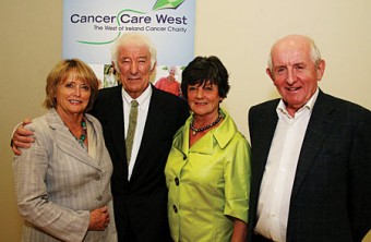 Our photograph shows, left to right, Marie and Seamus Heaney with Mary and Des Kavanagh. 
	Photograph: Iain McDonald.