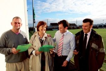 Finalising the details while enjoying the challenge of the occasion. At the launch of the 30 Day Career Boost Programme for job seekers at Connaught Rugby were Eric Elwood, Mary Leahy, Diarmaid Blake and Joe Connolly.  Job seekers interested in taking part in the project, which is free of charge, can email 30daycareerboost@gmail or contact Sinéad on 087  906 9203. 