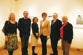 Pictured at the recent opening of O Cheann go Ceann are: Anne McCarthy, Mayo arts officer; Sean Walsh, director of Ballina Arts Centre; Maureen McGuigan, deputy director of arts and culture, Scranton Philadelphia; Cllr Michelle Mulhern; John Coll, director of services, Community, Housing and Integrated Development, Mayo County Council, Mayor Frances McAndrew.