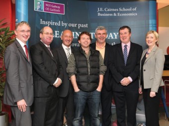 Professor Willie Golden, Dean of College of Business, Public Policy and Law, NUI Galway; Tim Regan, chair MBAAI Western Chapter; Philip Reynolds, C&D Foods Ltd., Dylan Collings, Jolt Online Gaming; Pádraig Ó Céidigh, chair Aer Arann; Terence Monaghan, director TCRS Ltd.; Dr Alma McCarthy, executive MBA programme director, NUI Galway.