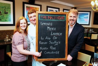 Pictured are Patricia Murphy (restaurant manager, The Malt House), Brendan Keane (head chef, The Malt House), and Ronan Scully.