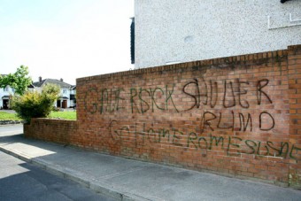 Racist graffiti at Gort na Bro. Photo:-Mike Shaughnessy