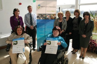 Rosaleen Lally, IWA Belmullet; Padraic Brogan, Mayo County Council; Rose Coyle, Service Coordinator, Belmullet; Cllr Rose Conway-Walsh; Bridget Brown, chairperson, Erris Branch of IWA; Martina Reed, Service Coordinator, Mayo East.
Front: Service users Aine McDonnell and Helen Ruddy Belmullet.