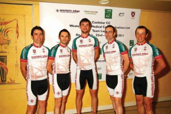 The Western Edge team who will be taking part in the R&aacute;s in the coming weeks: Chris Coyle, Ciaran Clarke, David Brennan, Bernard Twoomey, and Patrick Clarke. 