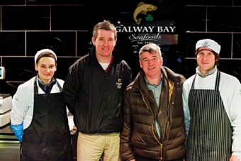 Karolina Jaromin, Noel Holland and Vincent Corrigan of Galway Bay Seafoods with Martin Shanahan during the recent recording of Martin’s Mad About Fish at Galway Bay Seafoods.