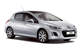 Pictured is the newly updated Peugeot 308 hatchback.