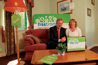 Sharon Cameron, environmental awareness officer, Mayo County Council, with An Taoiseach Enda Kenny, when he officially launched www.FreeTradeIreland.ie