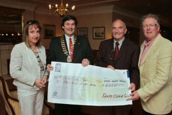 Pictured at the formal presentation of the cheque were Elaine O’Sullivan, communications chair Galway Rotary Club, Michael Duke, president Galway Rotary Club, Val McNicholas, area president of St Vincent de Paul and Michael Coyle, past president Galway Rotary Club.