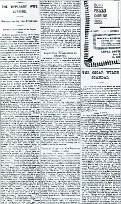 A comment on the Irish people: A page from United Ireland, April 13 1895, showing the coverage of the Cleary case, and of Oscar Wilde’s arrest.