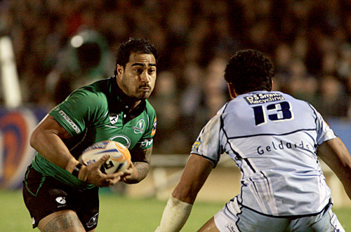 Connacht v Cardiff Blues RaboDirect Pro12  game at the Sportsground.
Connacht's Henry Fa'afili and Casey Laulala, Cardiff Blues.  Photograph: Mike Shaughnessy.