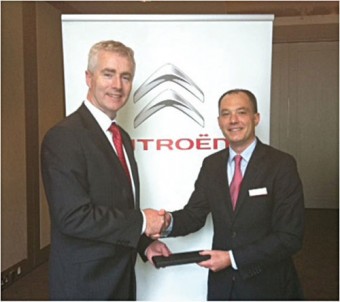 Pictured at the Citroën dealer conference recently were Brian Kenny, dealer principal of Kenny Galway accepting the Citroen European Dealer Award 2011 from Frederic Soulier, managing director of Citroën Motors Ireland.