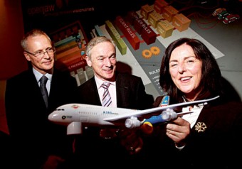 Pictured are Kieron Branagan, CEO, OpenJaw Technologies, The Minister for Jobs, Enterprise and Innovation Richard Bruton, and Anne Fitzpatrick, Enterprise Ireland.