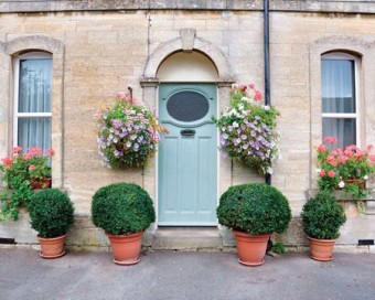 Flowers will help brighten up the entrance to your home. 