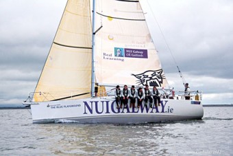 Pictured training in Galway Bay is the NUI Galway Round Ireland Yacht Race entry.