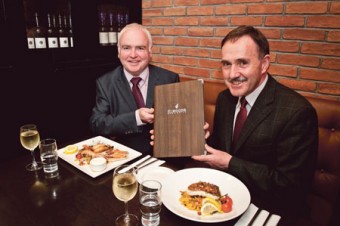 Pictured at the launch of Elwood's steak and seafood grill new a la carte menu is restaurant manager Martin Padian with newly appointed restaurant host Pat Lally.