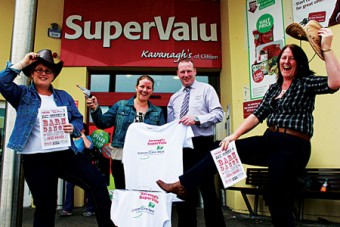 Launching their Barn Dance in aid of Cancer Care West in true wild west style are Kavanagh's SuperValu staff Mary Madden and Marie Cribbins pictured with Nicola O’Malley, HR manager and Joe Lynch, store manager.