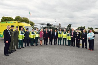 HSE staff, Justice and Health ministers and dignitaries pictured at the launch of the new air ambulance service.