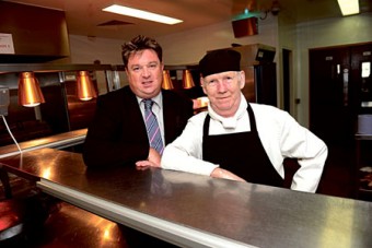 Shay Livingstone, general manager, Carlton Hotel, and chef Pat Lynn who is retiring after forty three years working at the hotel. Photo: Boyd Challenger