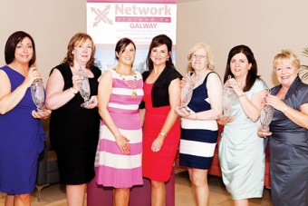 Network Galway Business Woman of the Year Awards - Winners l to r: New Business Award, Bernie Dempsey, BD Recruitment; Employee Award, Geraldine Curran, Capones Restaurant; Lorraine Scully, president, Network Galway; Eimear Ni Chonaola, Nuacht TG4/RTE; Self Employed Award, Mary Creavan Ludden, Cregal Art; Outstanding Business Woman of the Year, Patricia McCrossan, Goldenegg Productions; and President’s Award, Carmel Brennan, HC Financial, pictured at the Network Galway Business Women of the Year Awards 2012. Photo Martina Regan