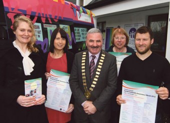 Pictured at the launch of Social Inclusion week were (l-r) Bernie Donnellan and Valerie Kavanagh Social Inclusion Unit, Galway County Council, Mayor of County Galway Thomas Welby with Anne O'Shaughnessy and Barry Dillon of Glann Family Resource Centre. Photo:- Mike Shaughnessy
