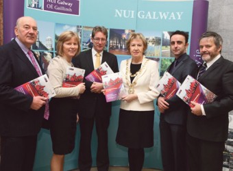 Pictured at the launch of the report,' An Economic Assessment of the Volvo Ocean Race Finale, Galway 2012' compiled by NUI Galway were John Killeen, Let’s Do It Global, Dr Emer Mulligan, head of JE Cairnes School of Business and Economics, Dr Jim Browne, president of NUI Galway, Mayor of Galway Cllr Terry O'Flaherty, Dr Patrick Collins, Whitaker Institute, NUI Galway, and Enda O'Coineen of Let's Do It Global. Photograph by Aengus McMahon