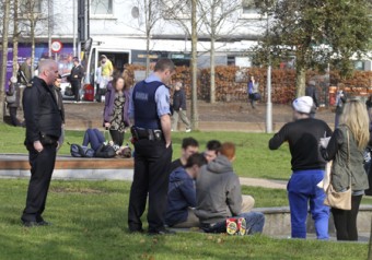 Galway Gardai, keeping an eye on students in Eyre Square during unofficial Rag Week, report little anti-social behaviour.