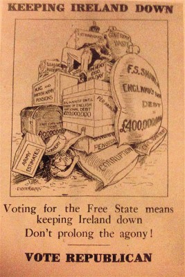 Some things never change - an election poster from the 1920s showing Ireland under massive debt. 